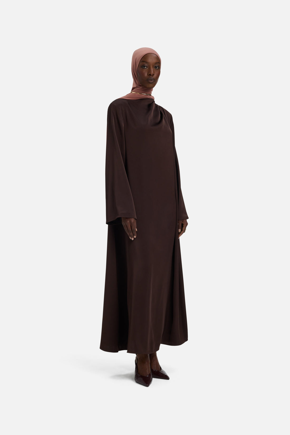 Asymmetric Drape Robe Court | Dark Brown