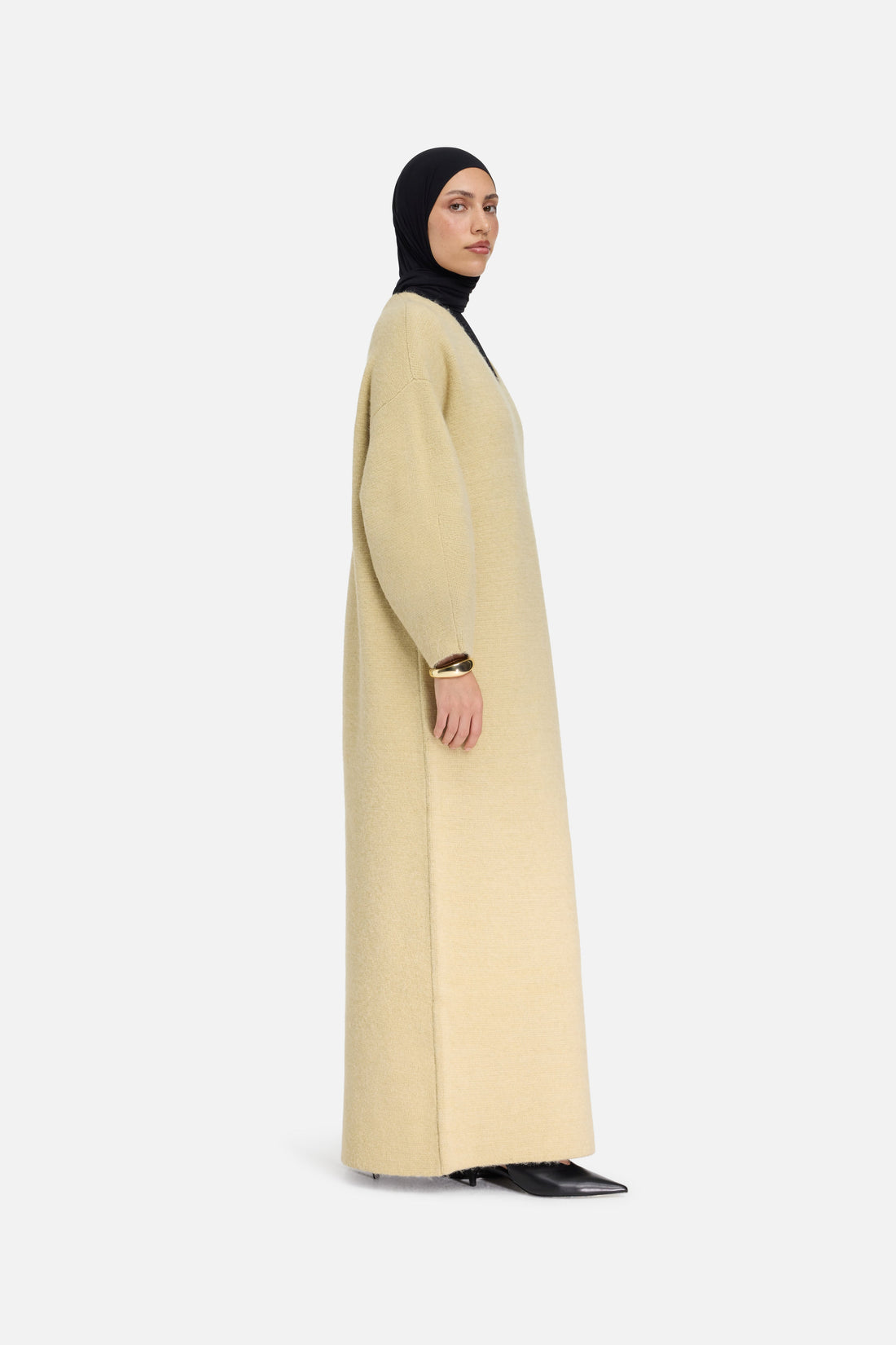 Brushed Tricot Col en V Robe | Desert Clay