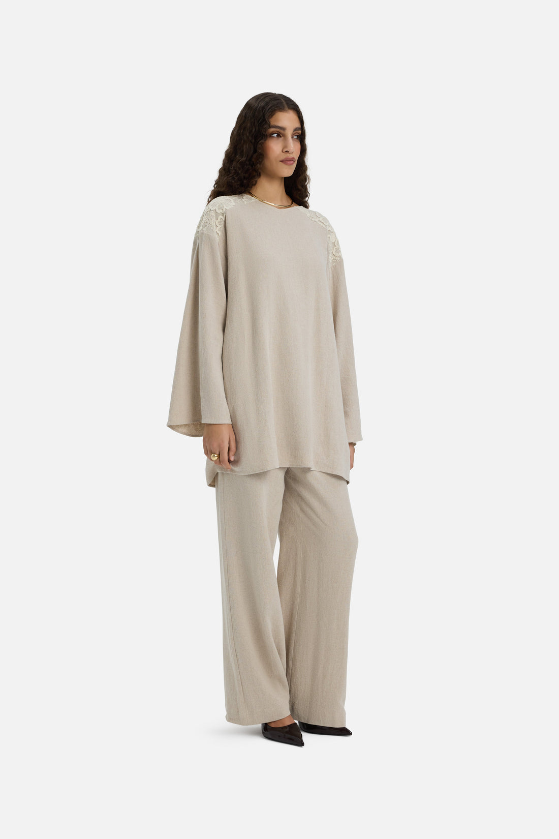 Dentelle Trim Haut | Grey Sand