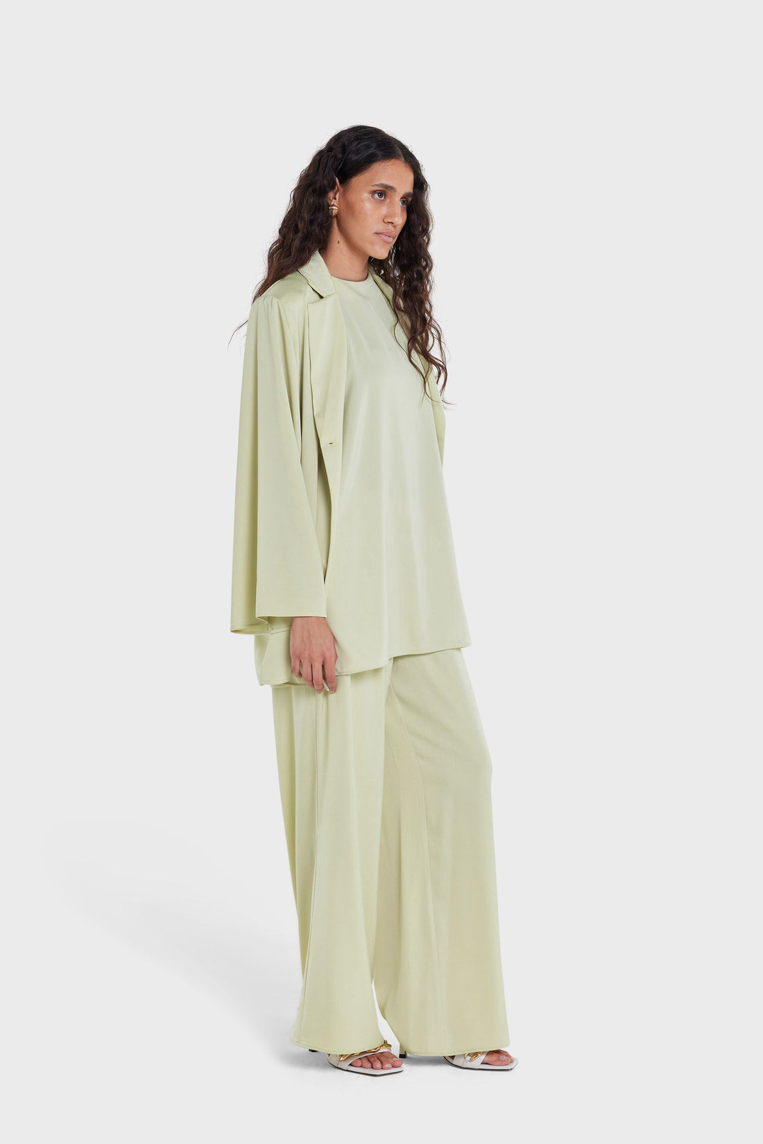 Satin Sleeveless Haut | Soft Khaki