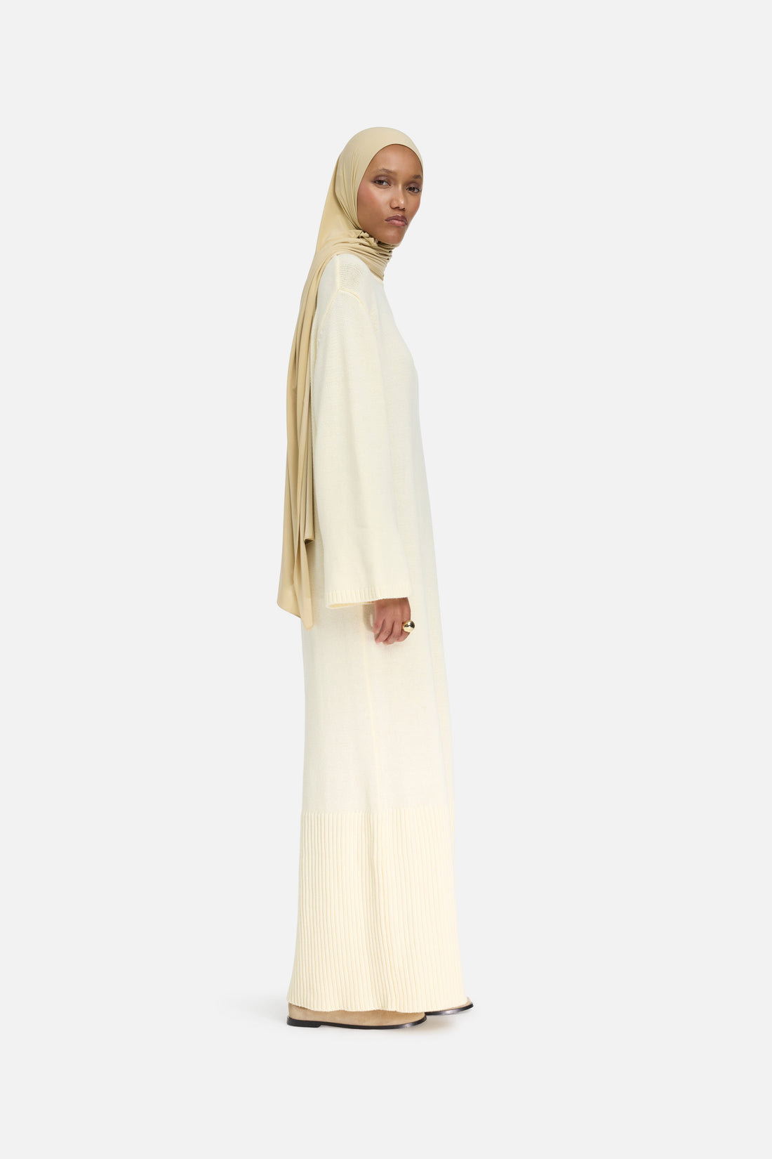 Côtelé Tricot Robe | Porcelain
