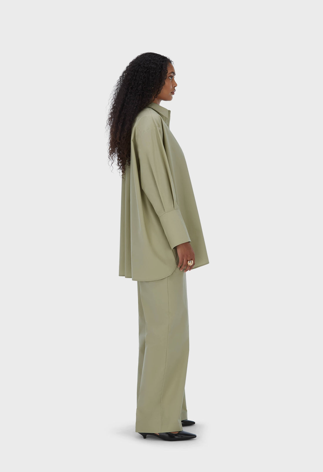 Popeline Chemise | Moss Gray