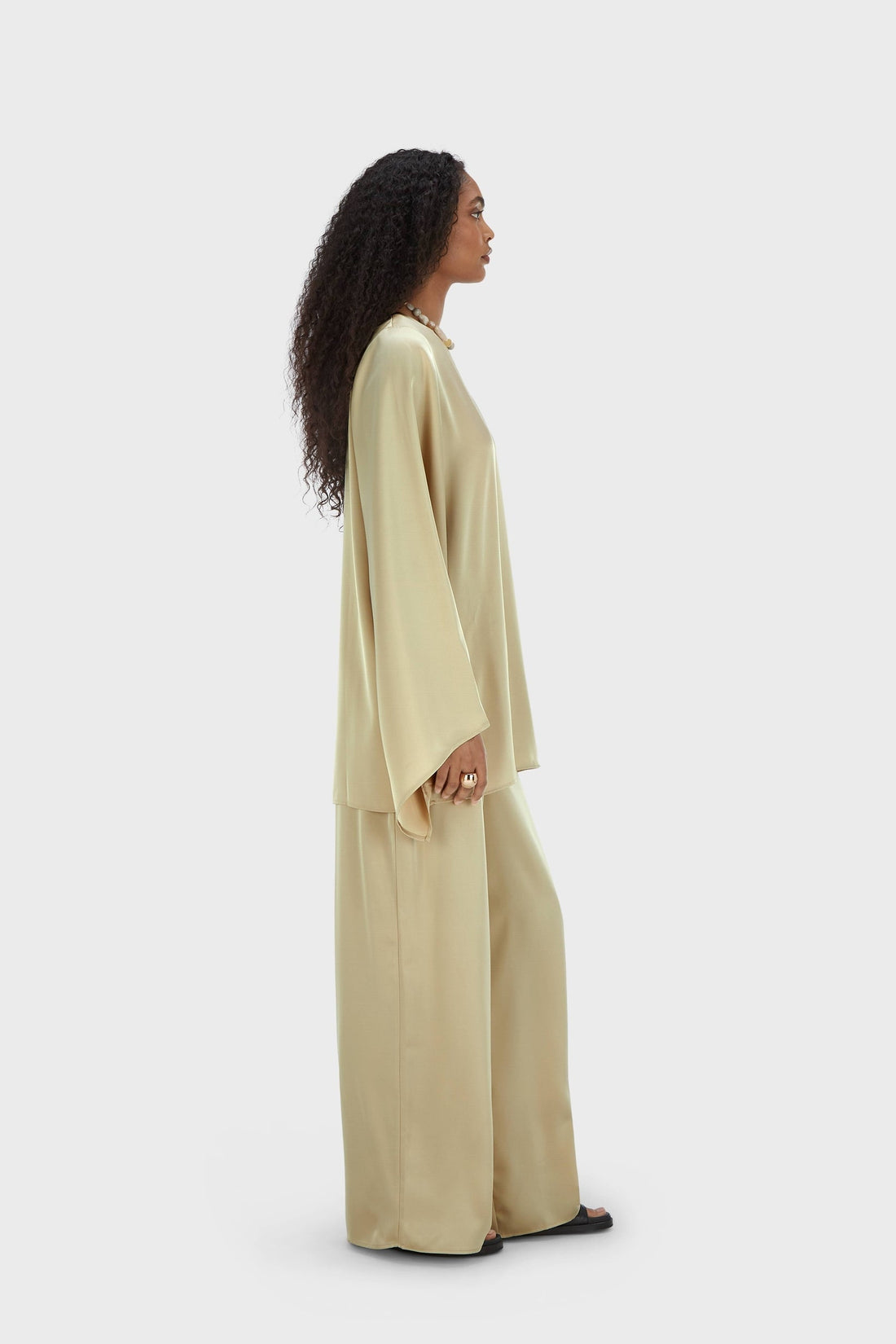 Satin Pantalon à Jambes Larges | Brown Rice