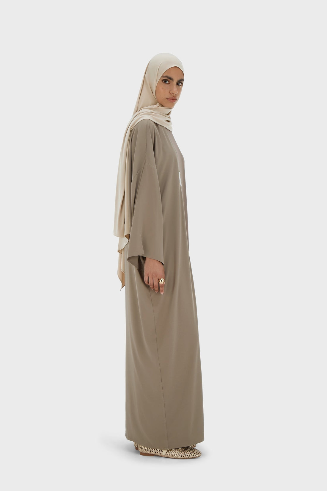 Sleeveless Tissé Robe Court | Taupe
