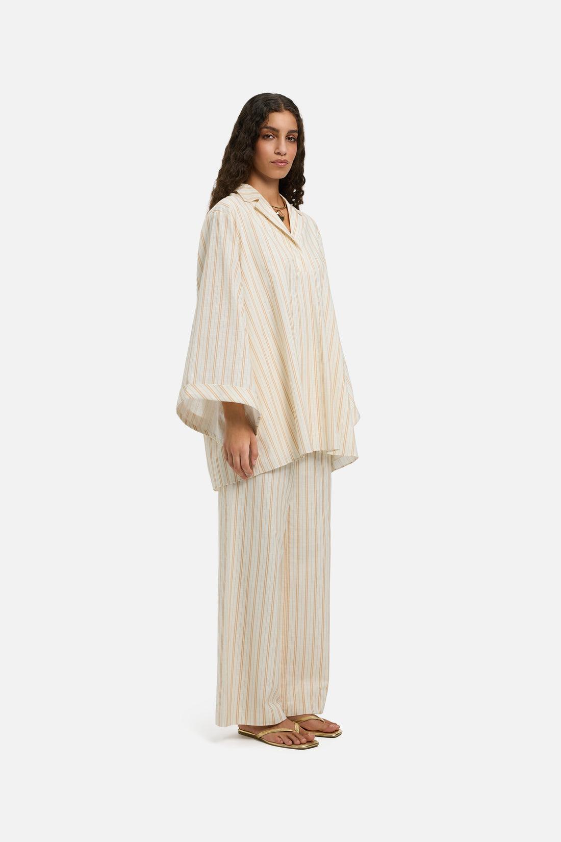 Rayé Volume Chemise | Biscotti Stripe